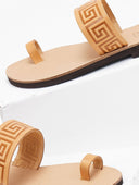 Σανδάλια δερμάτινα με μαίανδρο estil - Φυσικό - thefashionproject.gr - Estil