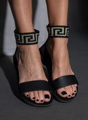 Σανδάλια δερμάτινα με μαίανδρο estil - Μαύρο - thefashionproject.gr - Estil