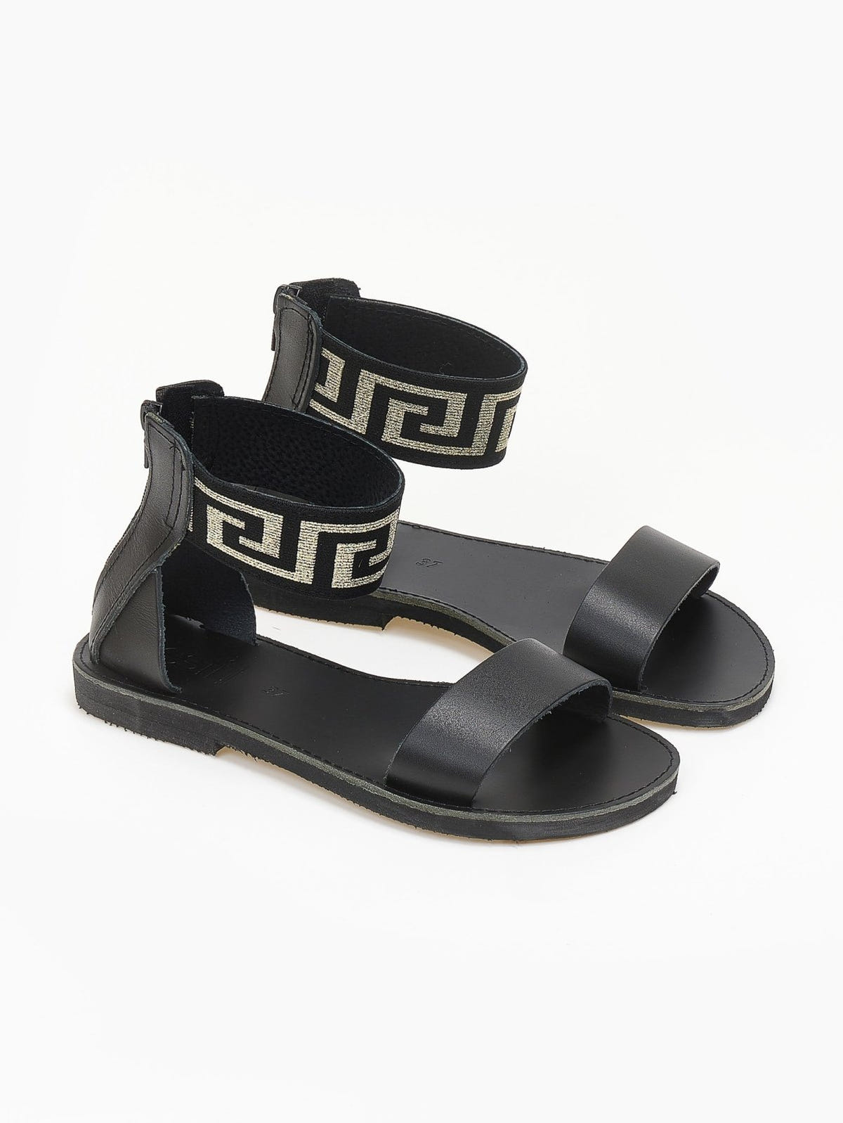 Σανδάλια δερμάτινα με μαίανδρο estil - Μαύρο - thefashionproject.gr - Estil