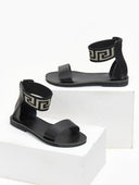 Σανδάλια δερμάτινα με μαίανδρο estil - Μαύρο - thefashionproject.gr - Estil