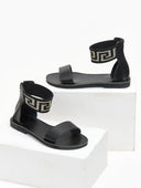 Σανδάλια δερμάτινα με μαίανδρο estil - Μαύρο - thefashionproject.gr - Estil