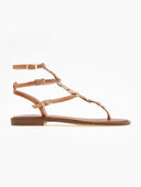 Σανδάλια δερμάτινα με μεταλλικά φύλλα Iris Sandals - Ταμπά - thefashionproject.gr - IRIS