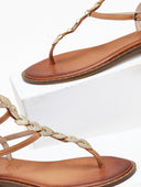 Σανδάλια δερμάτινα με μεταλλικά φύλλα Iris Sandals - Ταμπά - thefashionproject.gr - IRIS
