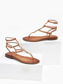Σανδάλια δερμάτινα με μεταλλικά φύλλα Iris Sandals - Ταμπά - thefashionproject.gr - IRIS