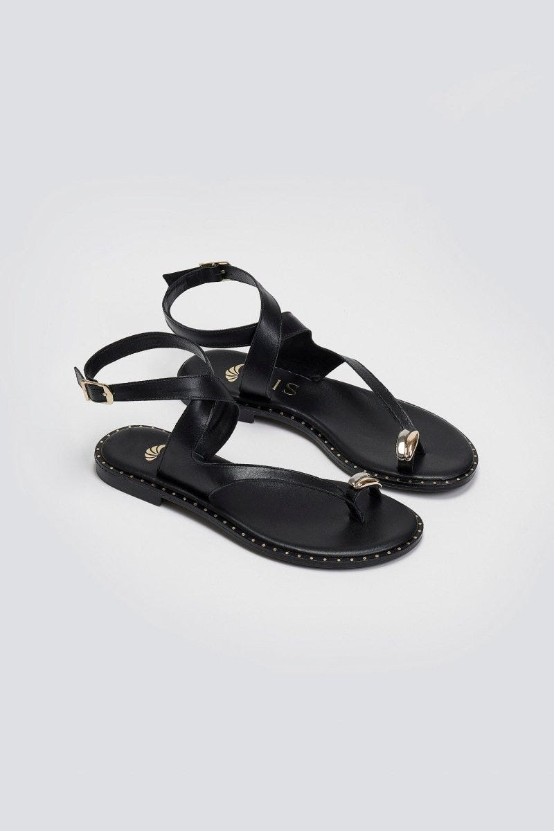 Σανδάλια δερμάτινα με μέταλλο Iris Sandals - Μαύρο - thefashionproject.gr - IRIS