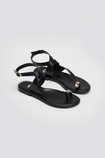 Σανδάλια δερμάτινα με μέταλλο Iris Sandals - Μαύρο - thefashionproject.gr - IRIS
