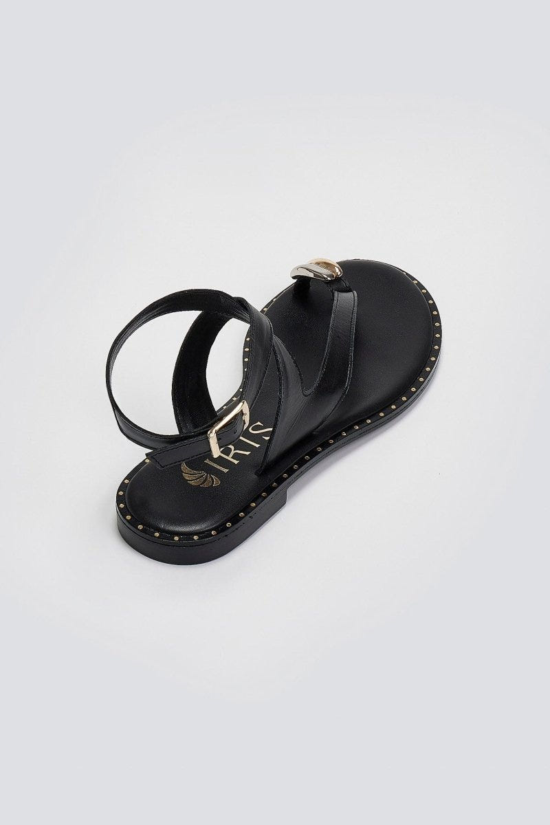 Σανδάλια δερμάτινα με μέταλλο Iris Sandals - Μαύρο - thefashionproject.gr - IRIS