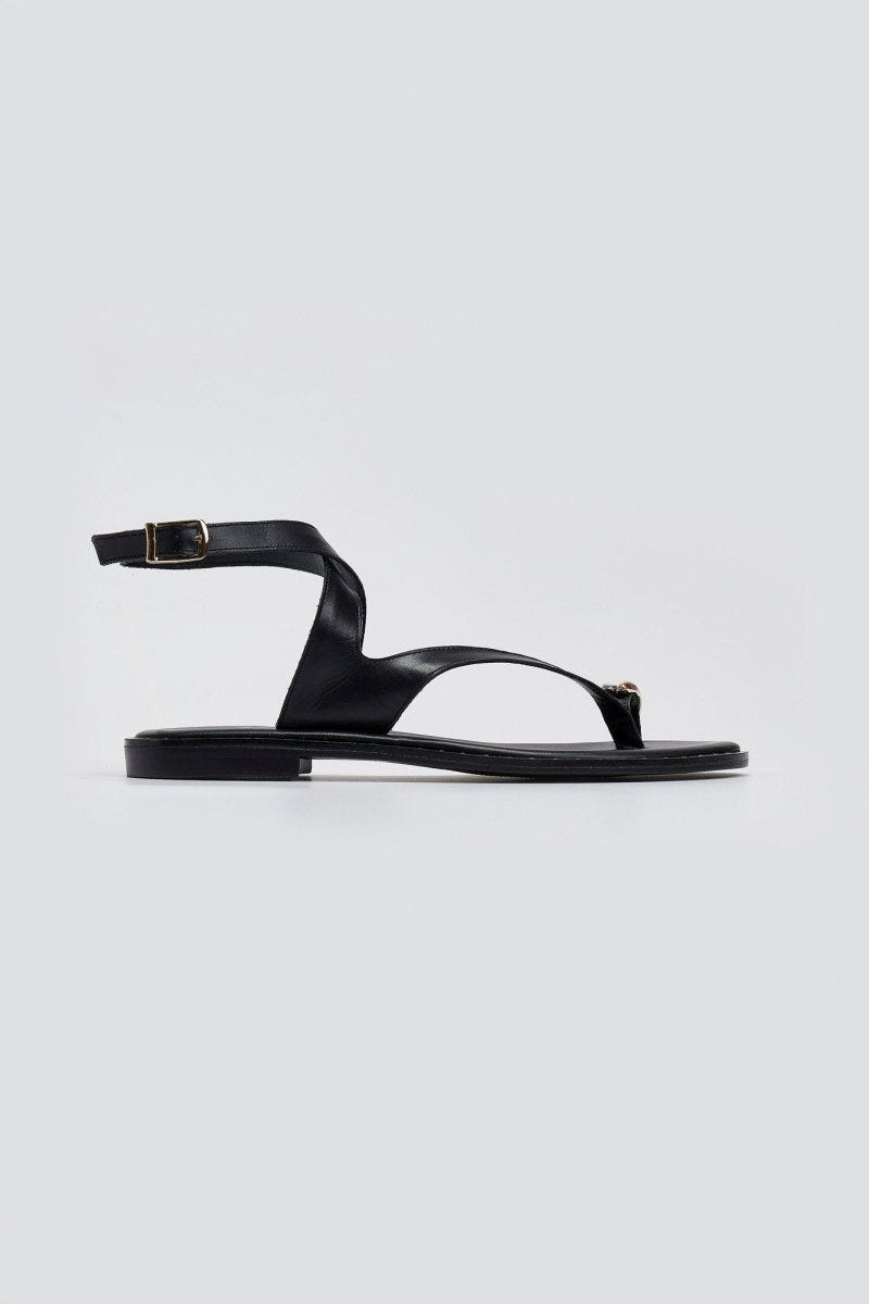Σανδάλια δερμάτινα με μέταλλο Iris Sandals - Μαύρο - thefashionproject.gr - IRIS