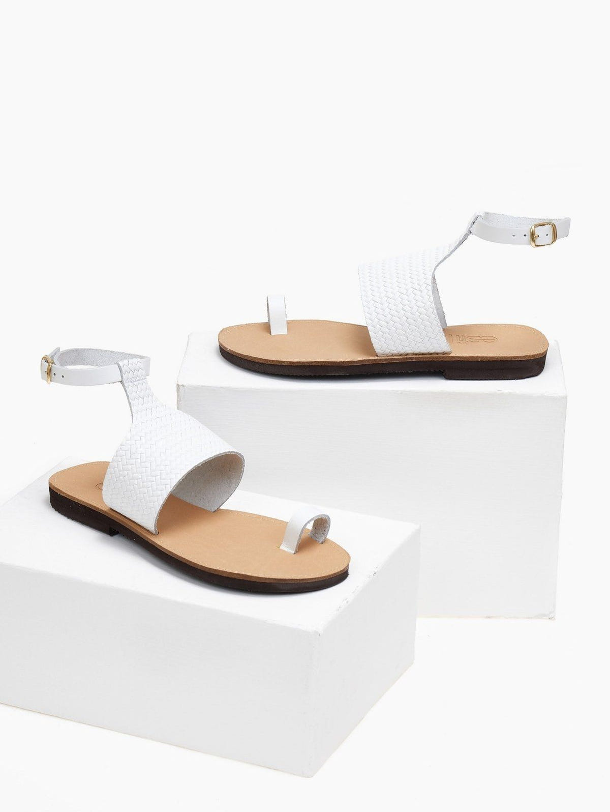 Σανδάλια δερμάτινα με μπαρέτα Estil - Λευκό - thefashionproject.gr - Estil