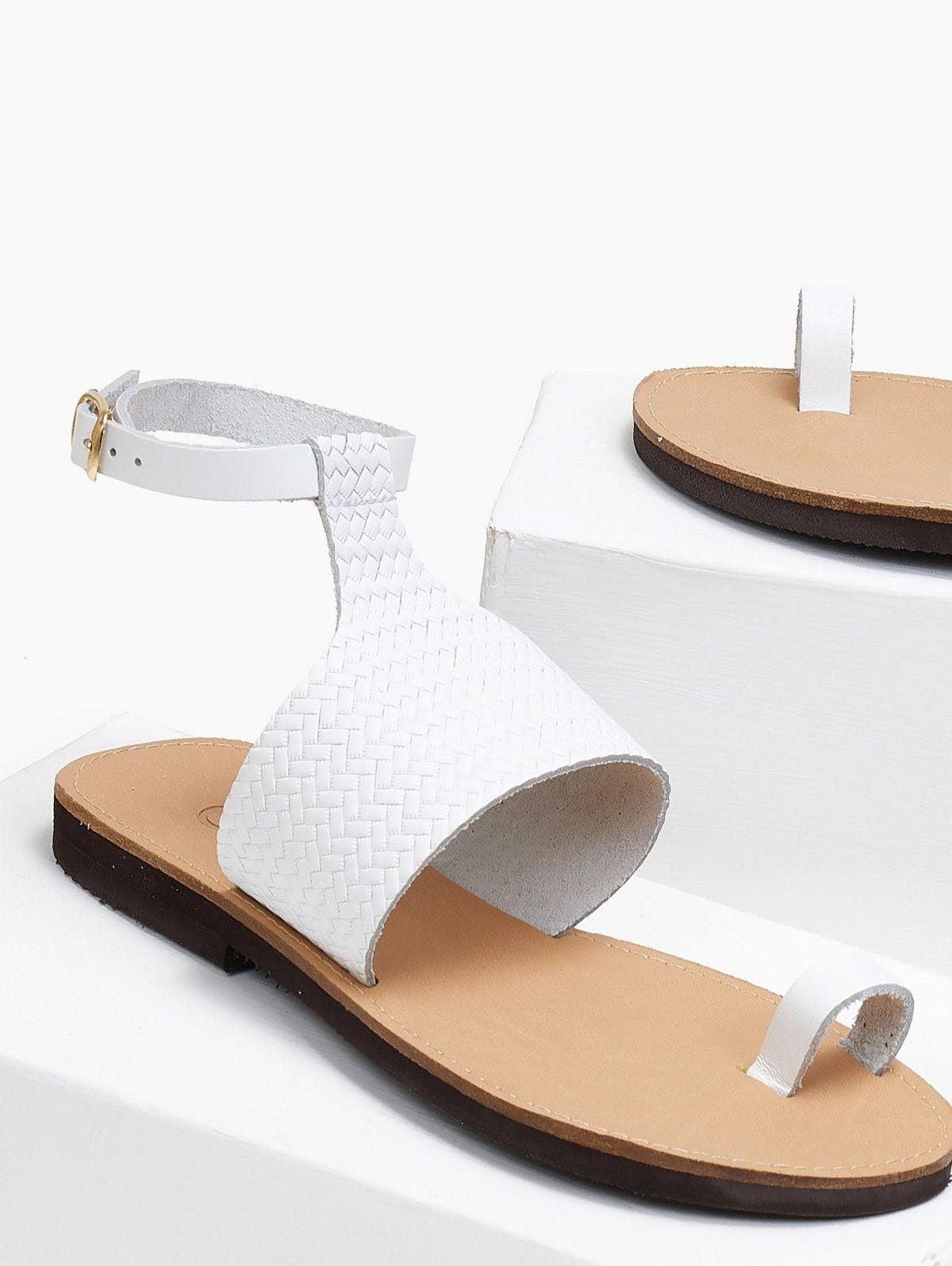 Σανδάλια δερμάτινα με μπαρέτα Estil - Λευκό - thefashionproject.gr - Estil