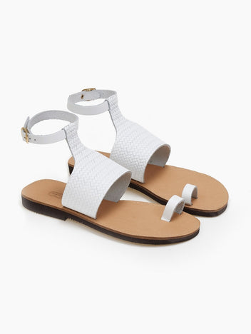 Σανδάλια δερμάτινα με μπαρέτα Estil - Λευκό - thefashionproject.gr - Estil