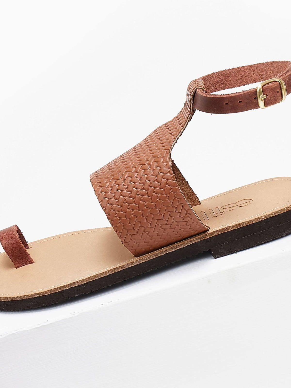 Σανδάλια δερμάτινα με μπαρέτα Estil - Ταμπά - thefashionproject.gr - Estil