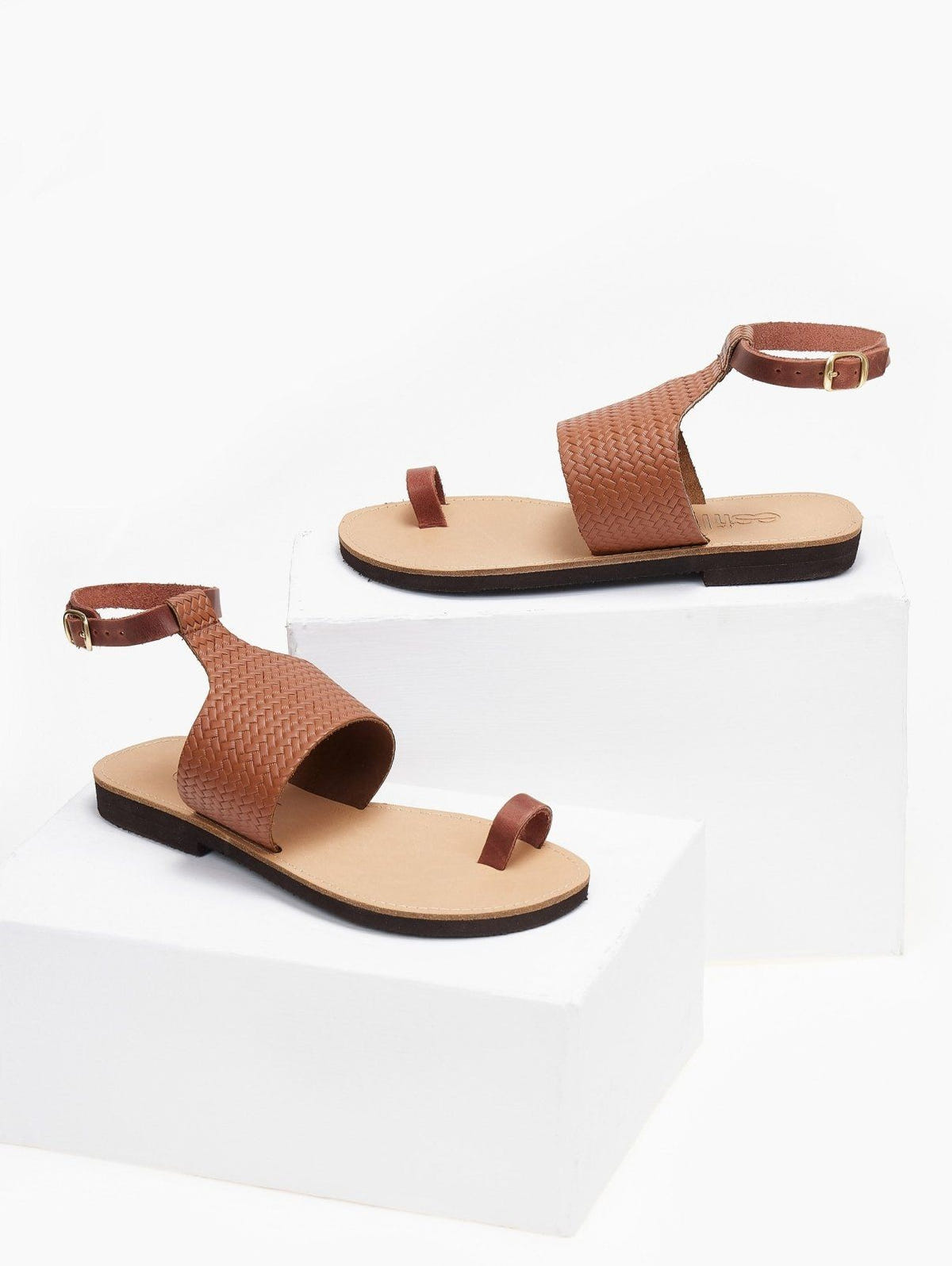 Σανδάλια δερμάτινα με μπαρέτα Estil - Ταμπά - thefashionproject.gr - Estil
