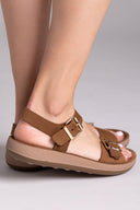 Σανδάλια δερμάτινα με μπαρέτα PANAGIOTA FANTASY SANDALS - Ταμπά - thefashionproject.gr - FANTASY SANDALS