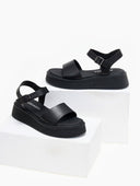 Σανδάλια δερμάτινα με μπαρέτα Ragazza 01234 - Μαύρο - thefashionproject.gr - RAGAZZA