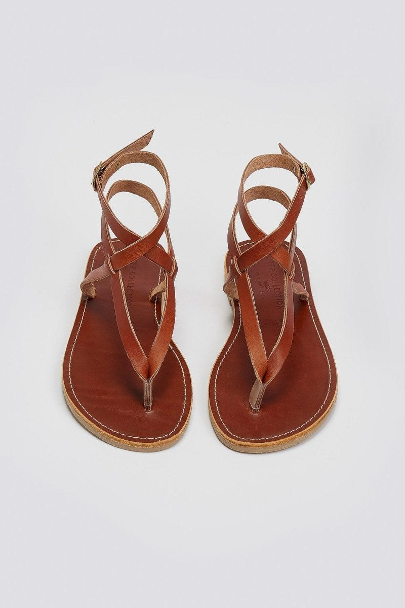 Σανδάλια δερμάτινα με μπαρέτα Tfp - Καφέ - thefashionproject.gr - TFP