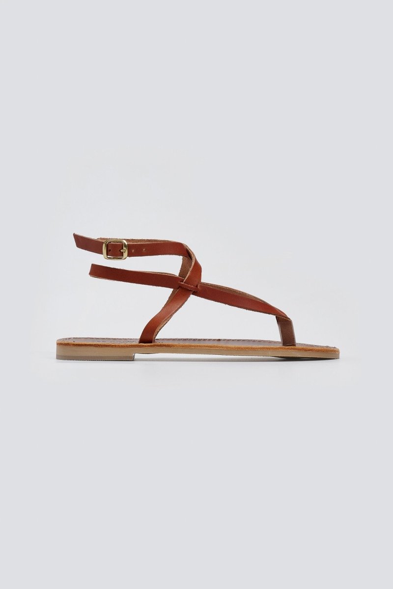 Σανδάλια δερμάτινα με μπαρέτα Tfp - Καφέ - thefashionproject.gr - TFP