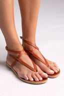 Σανδάλια δερμάτινα με μπαρέτα Tfp - Καφέ - thefashionproject.gr - TFP