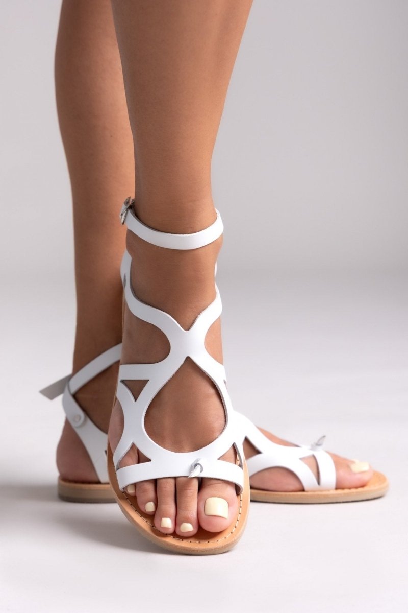 Σανδάλια δερμάτινα με μπαρέτα Tfp - Λευκό - thefashionproject.gr - TFP