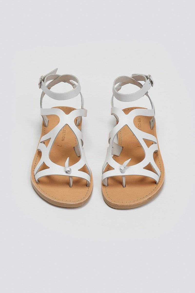 Σανδάλια δερμάτινα με μπαρέτα Tfp - Λευκό - thefashionproject.gr - TFP