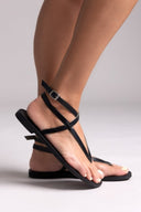 Σανδάλια δερμάτινα με μπαρέτα Tfp - Μαύρο - thefashionproject.gr - TFP