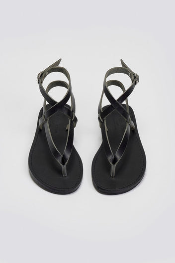 Σανδάλια δερμάτινα με μπαρέτα Tfp - Μαύρο - thefashionproject.gr - TFP