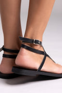 Σανδάλια δερμάτινα με μπαρέτα Tfp - Μαύρο - thefashionproject.gr - TFP