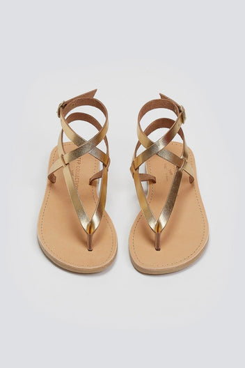 Σανδάλια δερμάτινα με μπαρέτα Tfp - Χρυσό - thefashionproject.gr - TFP