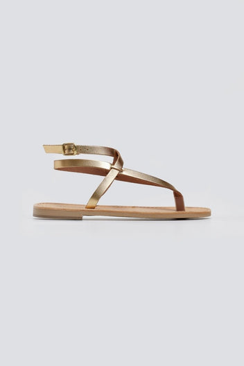Σανδάλια δερμάτινα με μπαρέτα Tfp - Χρυσό - thefashionproject.gr - TFP