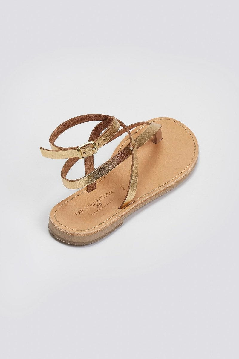 Σανδάλια δερμάτινα με μπαρέτα Tfp - Χρυσό - thefashionproject.gr - TFP