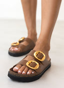 Σανδάλια δερμάτινα με oversize τοκάδες ATENEO