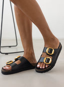Σανδάλια δερμάτινα με oversize τοκάδες ATENEO - Μαύρο - thefashionproject.gr - ATENEO