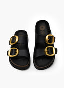 Σανδάλια δερμάτινα με oversize τοκάδες ATENEO - Μαύρο - thefashionproject.gr - ATENEO