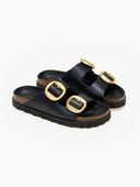 Σανδάλια δερμάτινα με oversize τοκάδες ATENEO - Μαύρο - thefashionproject.gr - ATENEO