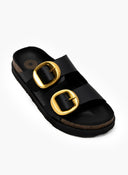 Σανδάλια δερμάτινα με oversize τοκάδες ATENEO - Μαύρο - thefashionproject.gr - ATENEO