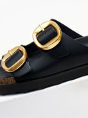 Σανδάλια δερμάτινα με oversize τοκάδες ATENEO - Μαύρο - thefashionproject.gr - ATENEO