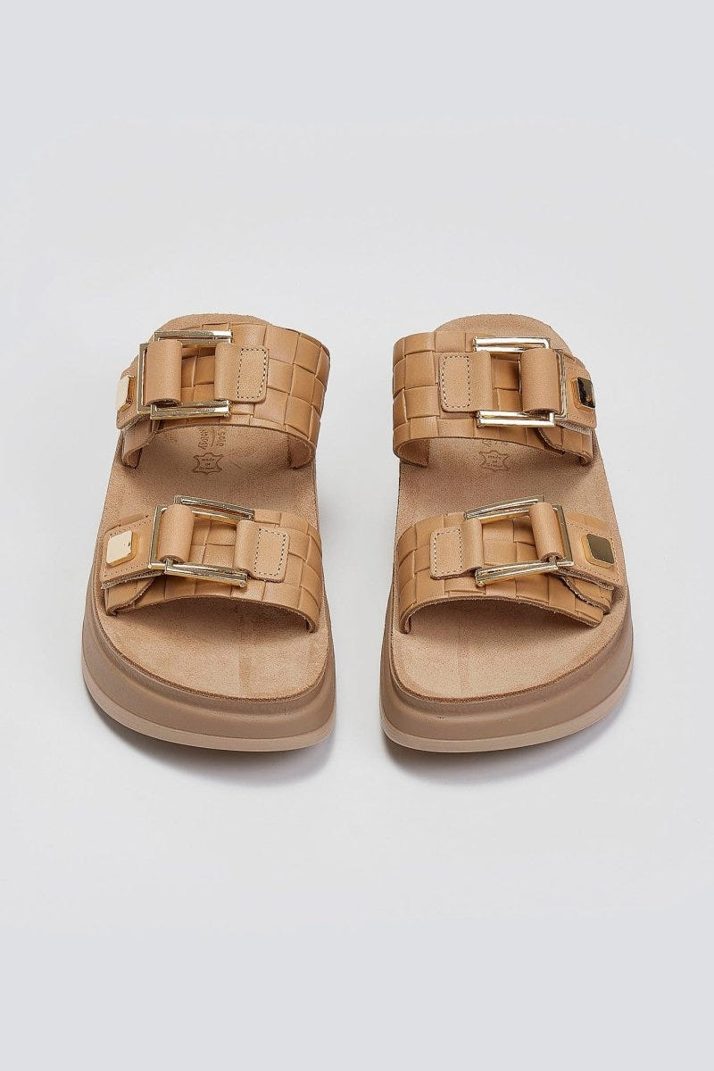Σανδάλια δερμάτινα με pattern ADELITA FANTASY SANDALS - Κάμελ - thefashionproject.gr - FANTASY SANDALS