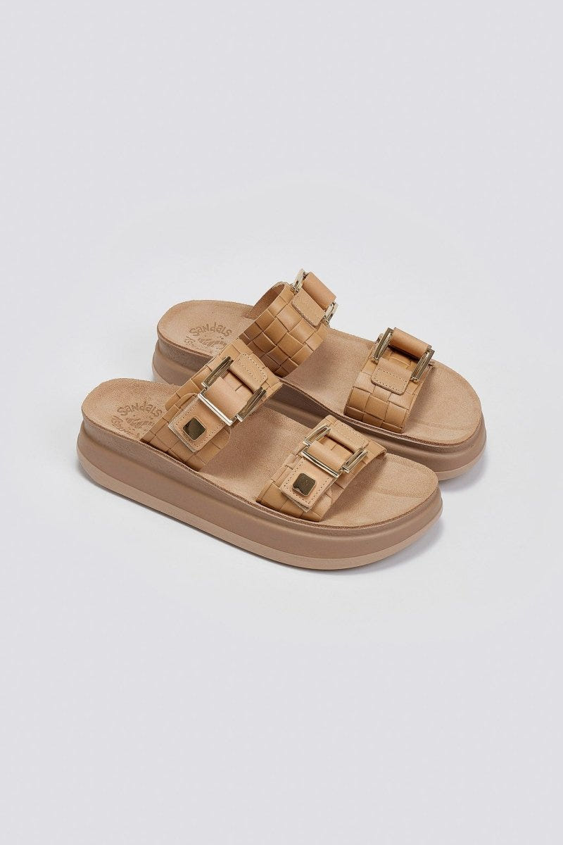 Σανδάλια δερμάτινα με pattern ADELITA FANTASY SANDALS - Κάμελ - thefashionproject.gr - FANTASY SANDALS