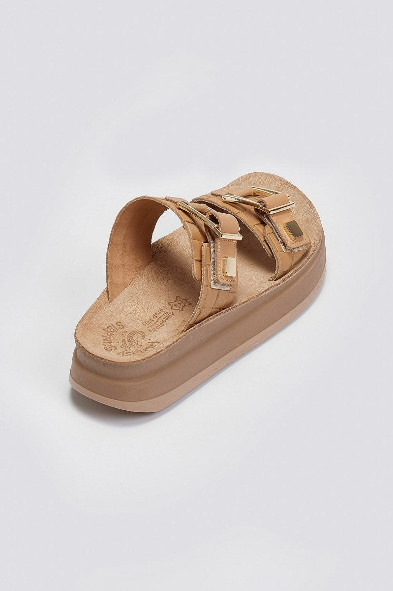 Σανδάλια δερμάτινα με pattern ADELITA FANTASY SANDALS - Κάμελ - thefashionproject.gr - FANTASY SANDALS