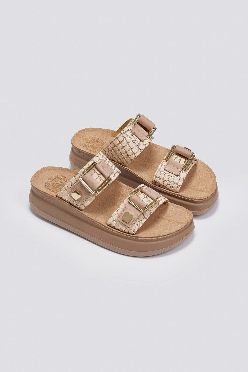 Σανδάλια δερμάτινα με pattern ADELITA FANTASY SANDALS - Nude - thefashionproject.gr - FANTASY SANDALS