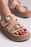 Σανδάλια δερμάτινα με pattern ADELITA FANTASY SANDALS - Nude - thefashionproject.gr - FANTASY SANDALS