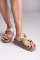 Σανδάλια δερμάτινα με pattern ADELITA FANTASY SANDALS - Nude - thefashionproject.gr - FANTASY SANDALS