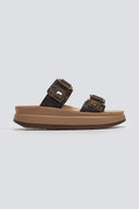 Σανδάλια δερμάτινα με pattern ψάθα ADELITA FANTASY SANDALS - Καφέ - thefashionproject.gr - FANTASY SANDALS
