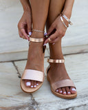 Σανδάλια δερμάτινα με pattern tfp - Χαλκός - thefashionproject.gr - TFP