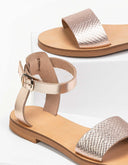 Σανδάλια δερμάτινα με pattern tfp - Χαλκός - thefashionproject.gr - TFP