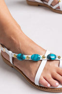 Σανδάλια δερμάτινα με πέτρες Tfp - Λευκό - thefashionproject.gr - TFP