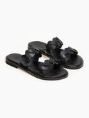 Σανδάλια δερμάτινα με πλεγμένες φάσες Iris Sandals - Μαύρο - thefashionproject.gr - IRIS