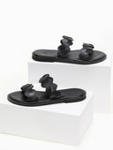 Σανδάλια δερμάτινα με πλεγμένες φάσες Iris Sandals - Μαύρο - thefashionproject.gr - IRIS