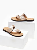 Σανδάλια δερμάτινα με πλεκτό pattern estil - Χαλκός - thefashionproject.gr - Estil