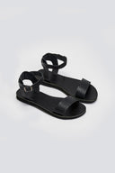 Σανδάλια δερμάτινα με print Estil - Μαύρο - thefashionproject.gr - Estil